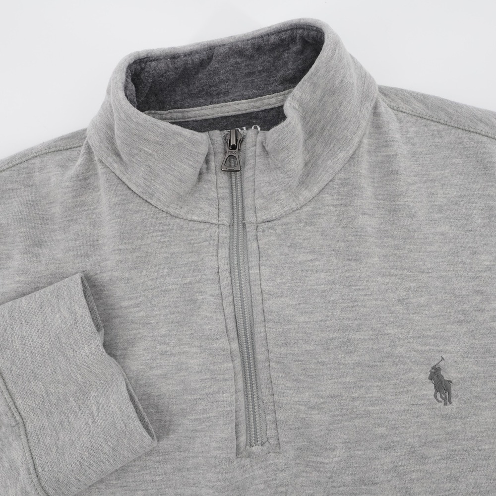 Polo Ralph Lauren Luxury Jersey 1/4 Zip Pullover Gray Mens Large Shirt